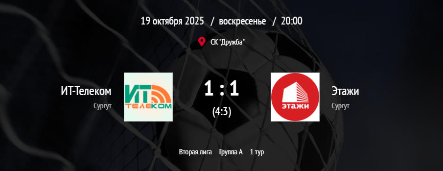 ИТ-Телеком (1:1) Этажи (4:3 по пенальти)